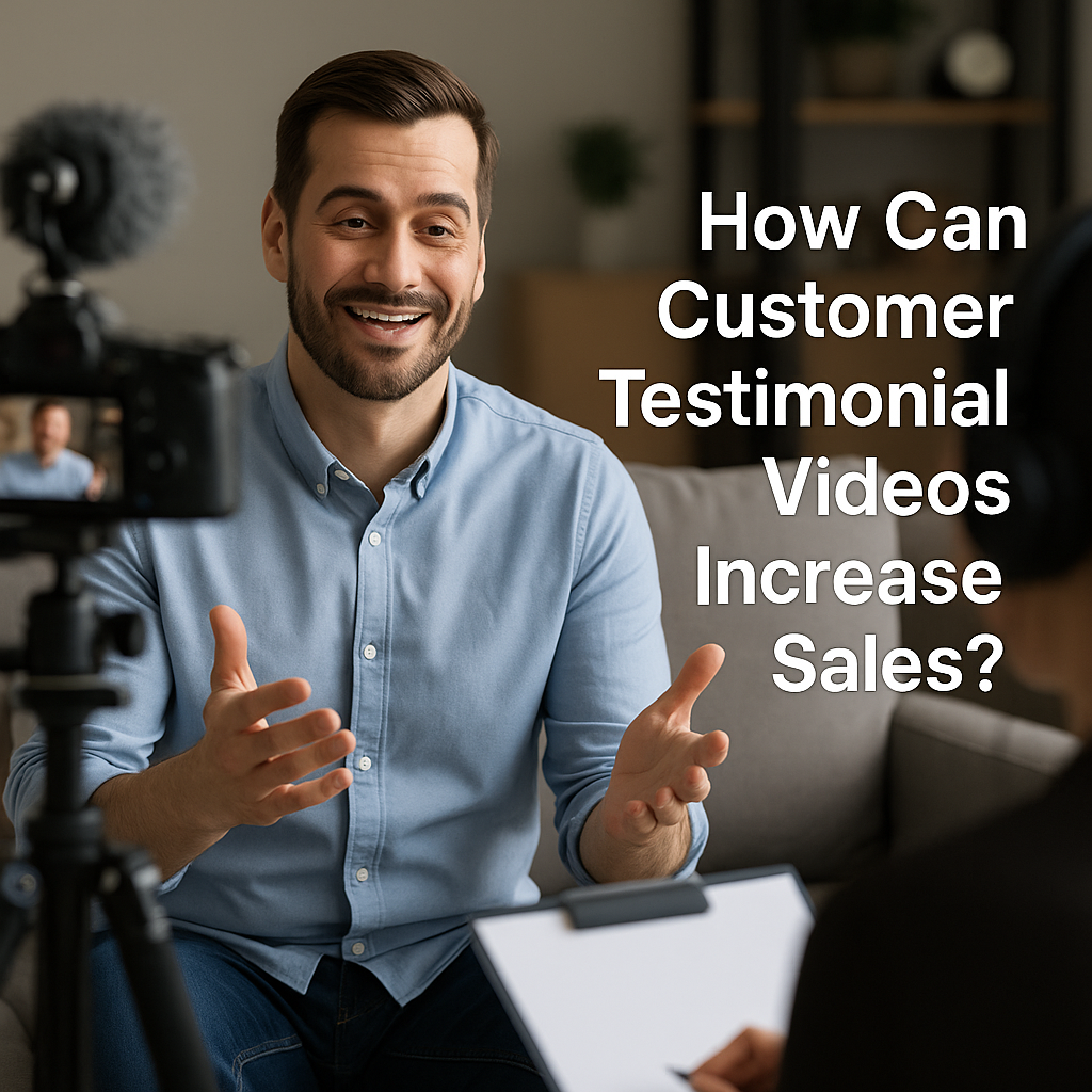 Customer sharing testimonial on video showing how buying decision was influenced