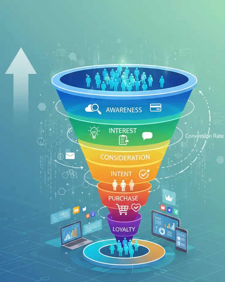 Visual representation of what is a marketing funnel by the best digital marketing agency in Kerala